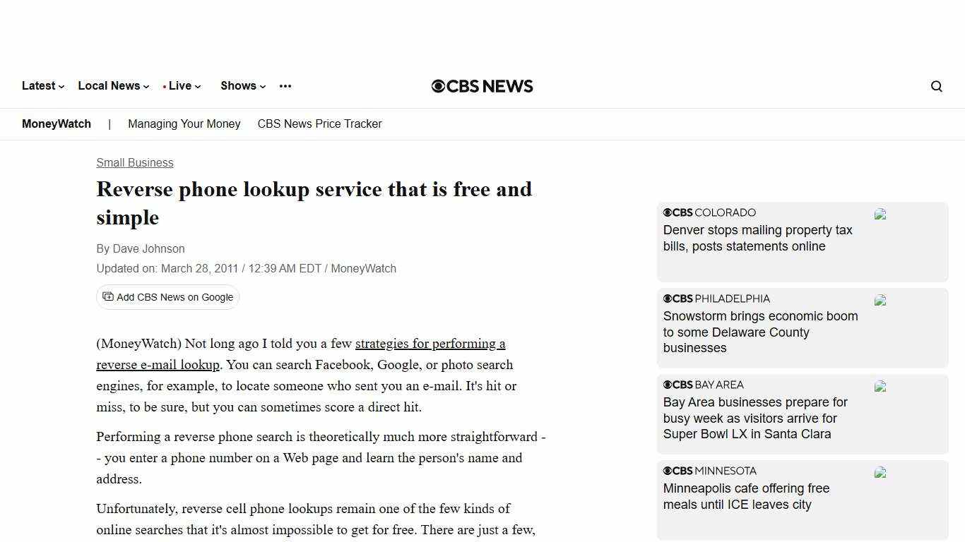 Reverse phone lookup service that is free and simple - CBS News